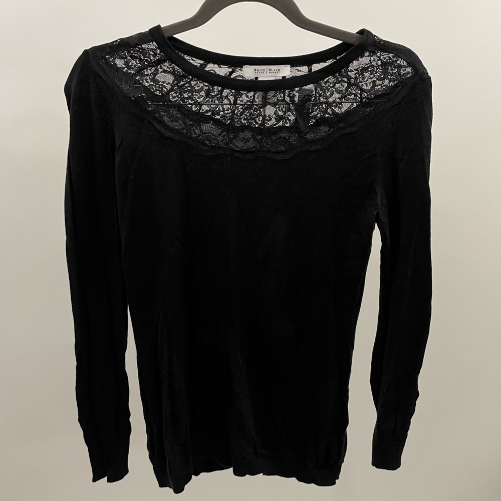 Black Lace Detail Sweater Size XS